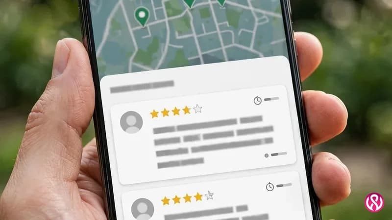 Smartphone showing a landscaping company's Google Business Profile with reviews in the map pack