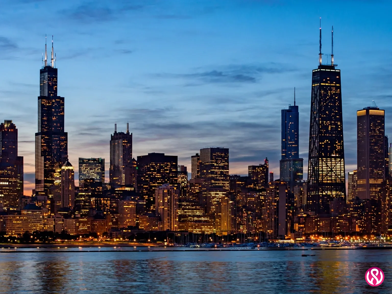 Chicago skyline at dusk, the market where fixed-price web design undercuts the agency norm