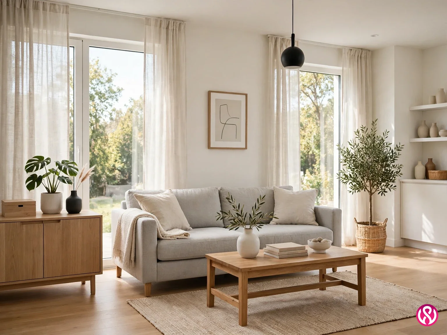 Cleaning service website design: a bright tidy living room after a professional clean, the result a customer pictures when they request a quote