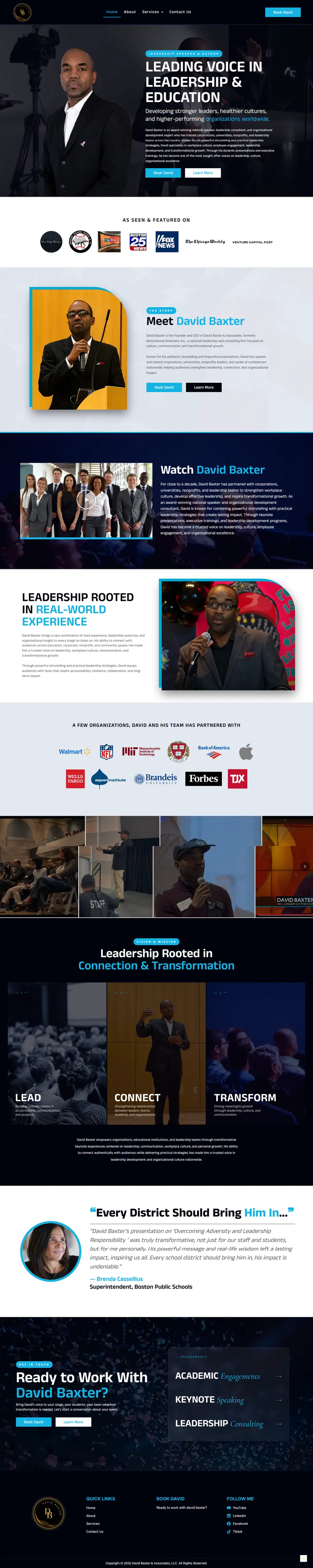 Full page screenshot of the David Baxter website