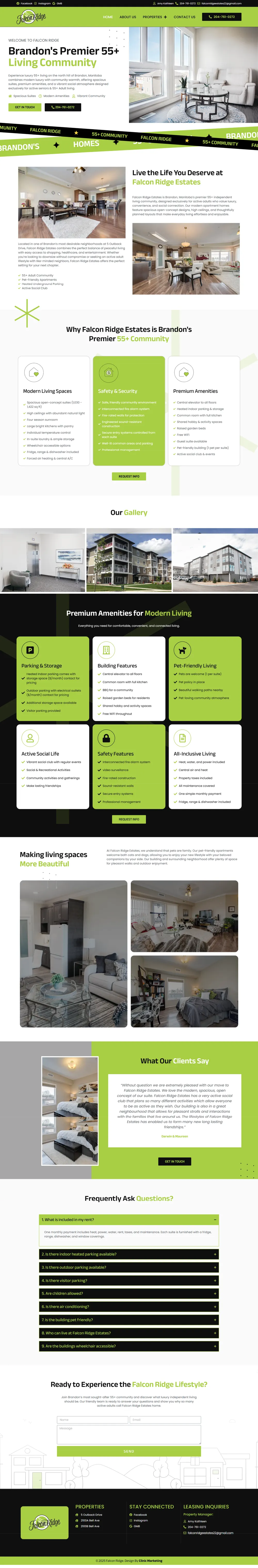 Falcon Ridge homepage after the redesign