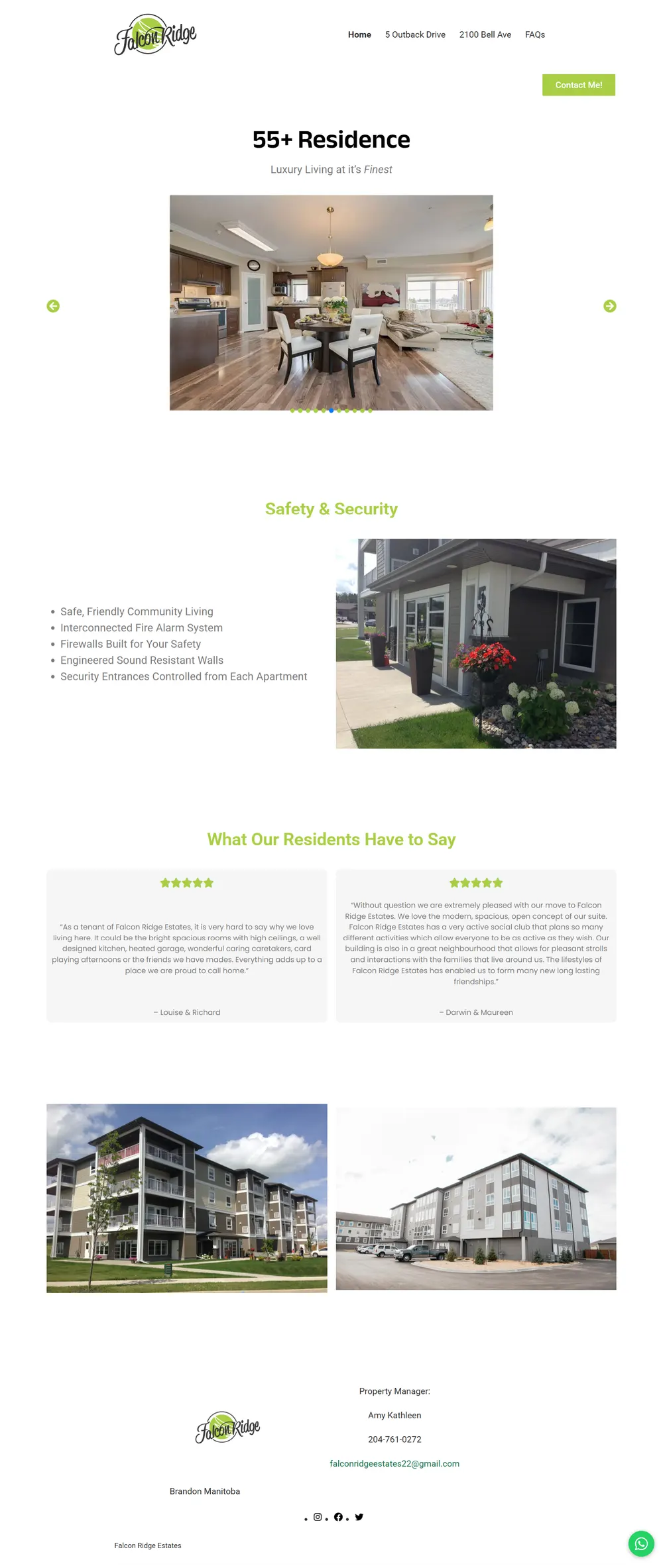 Falcon Ridge homepage before the redesign